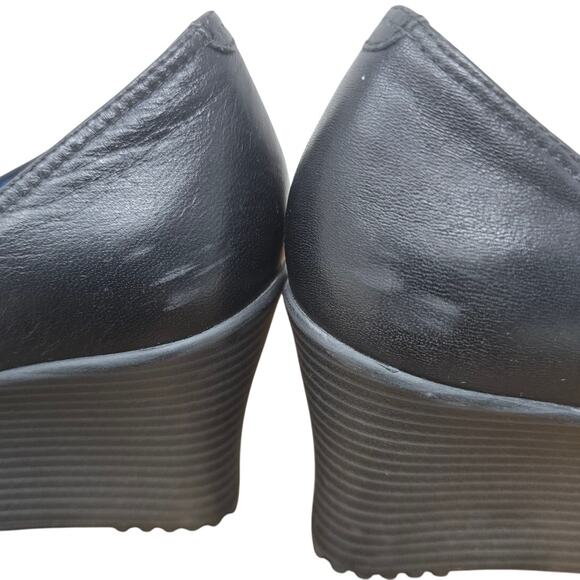 Crocs A Leigh Black Blue Inside Wedge 3" Women's Shoe 7 - Picture 6 of 9